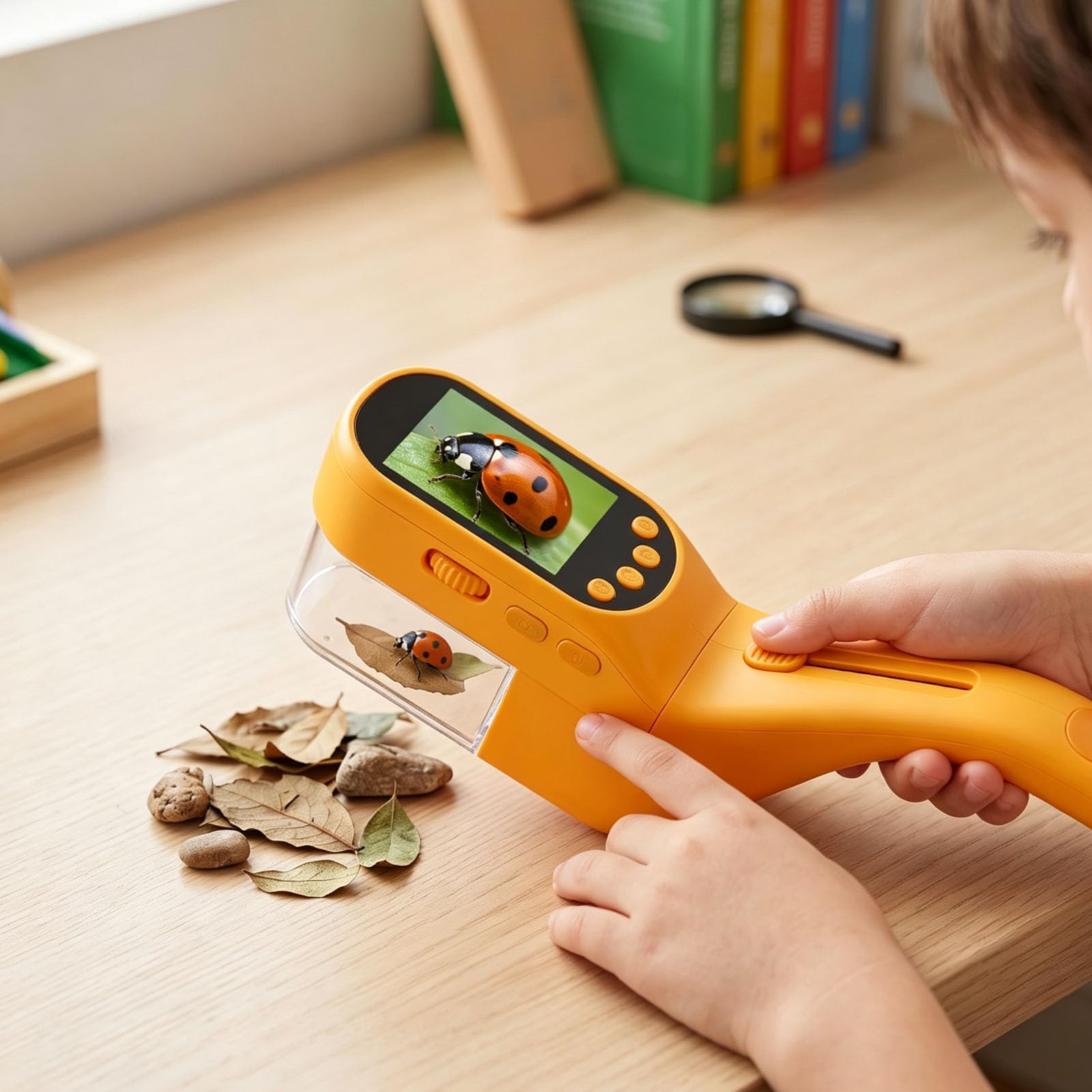 Digitales Mikroskop für Kinder, 2,4-Zoll-IPS-Bildschirm 500X | Foto-Videoaufzeichnung, 8 LED-Leuchten, 4 Helligkeitsstufen, USB-PC-Freigabe, für MINT-Lernen, Erkundung Im Freien