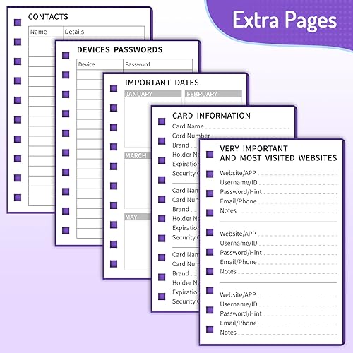 Miniatura 4 de Forvencer Libro de contraseñas con pestañas alfabéticas individuales, cuaderno de contraseñas pequeño de 4 x 5.5 pulgadas, guarda contraseñas en
