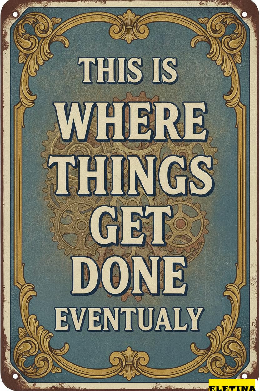 Personalized Sign for Man Cave This Is Where Things Get Done Eventually Outdoor Yard Garage Vintage Wall Metal Tin S 12x8inch Private Property Decorative