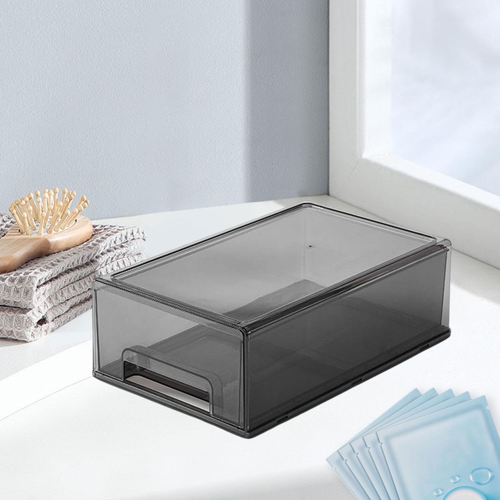 Organizador de Escritorio con Cajón, Contenedor de Almacenamiento de Escritorio, Versátil, Acrílico, Gris Claro Medio, Individual