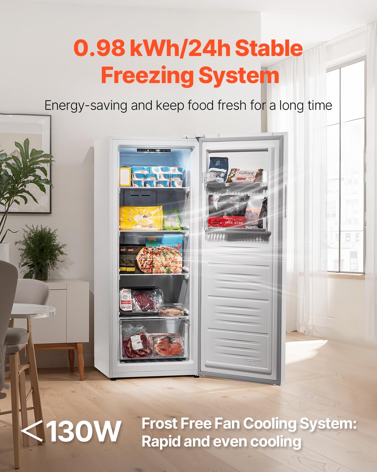 VEVOR Convertible Freezer/Refrigerator, 11 Cu.Ft Frost Free Upright Freezer with Temp Control Panel, Reversible Door, Adjustable Glass Shelves and LED, Standing Fridge for Kitchen, Office, Garage on Fridge.com
