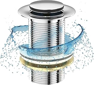 Home Supplies Pop Up Basin Waste Un-Slotted Click Clack Bathroom Sink Plug in Chrome Finish - Modern Sink Waste Kit with Overflows