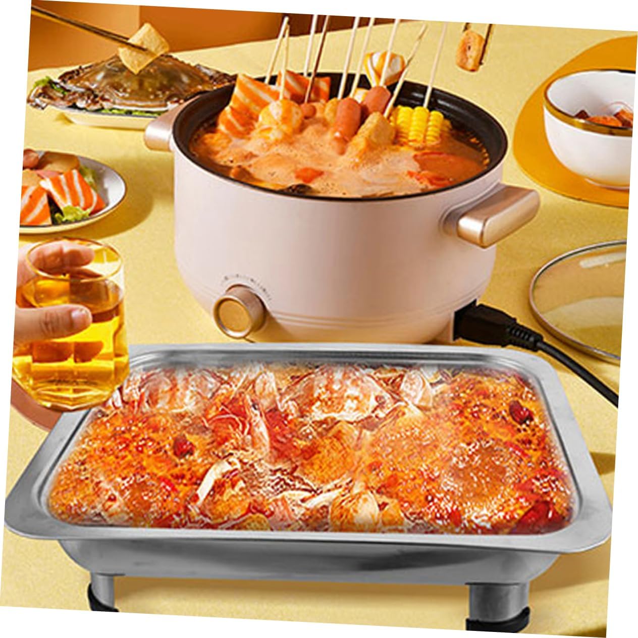 LABRIMP Hot Food Serving Tray with Lid Chafing Dish for Buffet Catering Supplies for Grilling Fish and Dishes and Temperature Retention