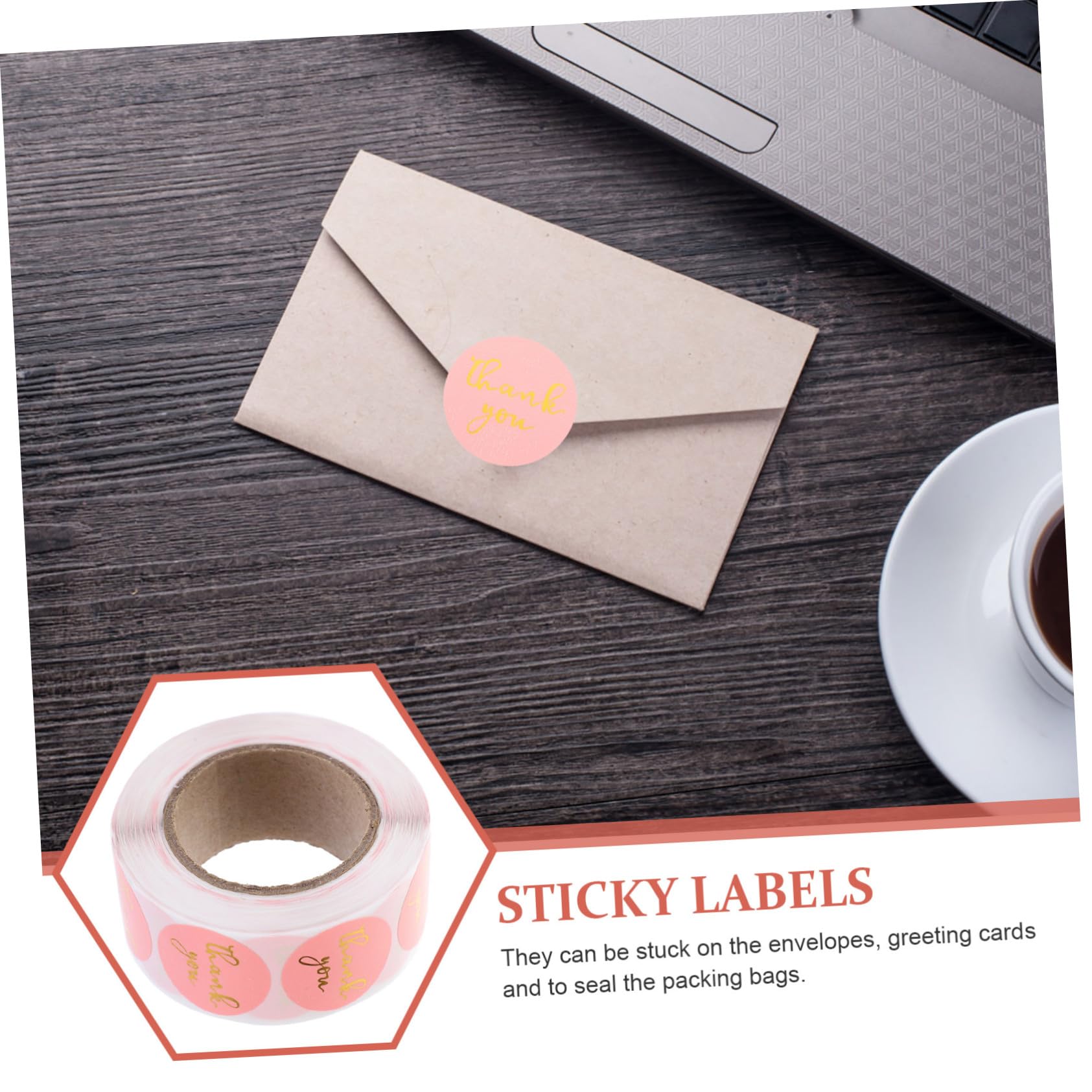 5 Set Carta Adesiva Adesivi Estetici Adesivi D'oro Etichetta Etichette Libri e Per Libri Grazie Piccola Piccoli Di Ringraziamento Rosa 3 * 5