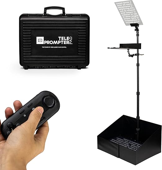 iPresent PRO Portable Presidential Teleprompter for iPad Tablet & Monitor with Remote Control, Hardcase & APP, Live Events Public Speaking & Conference, Speech Prompter Stage Autocue