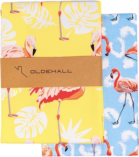 Oldehall Paquete variado de dos toallas de cocina de flamenco vibrantes y coloridospaños de cocina de flamenco para uso diario y decoración del