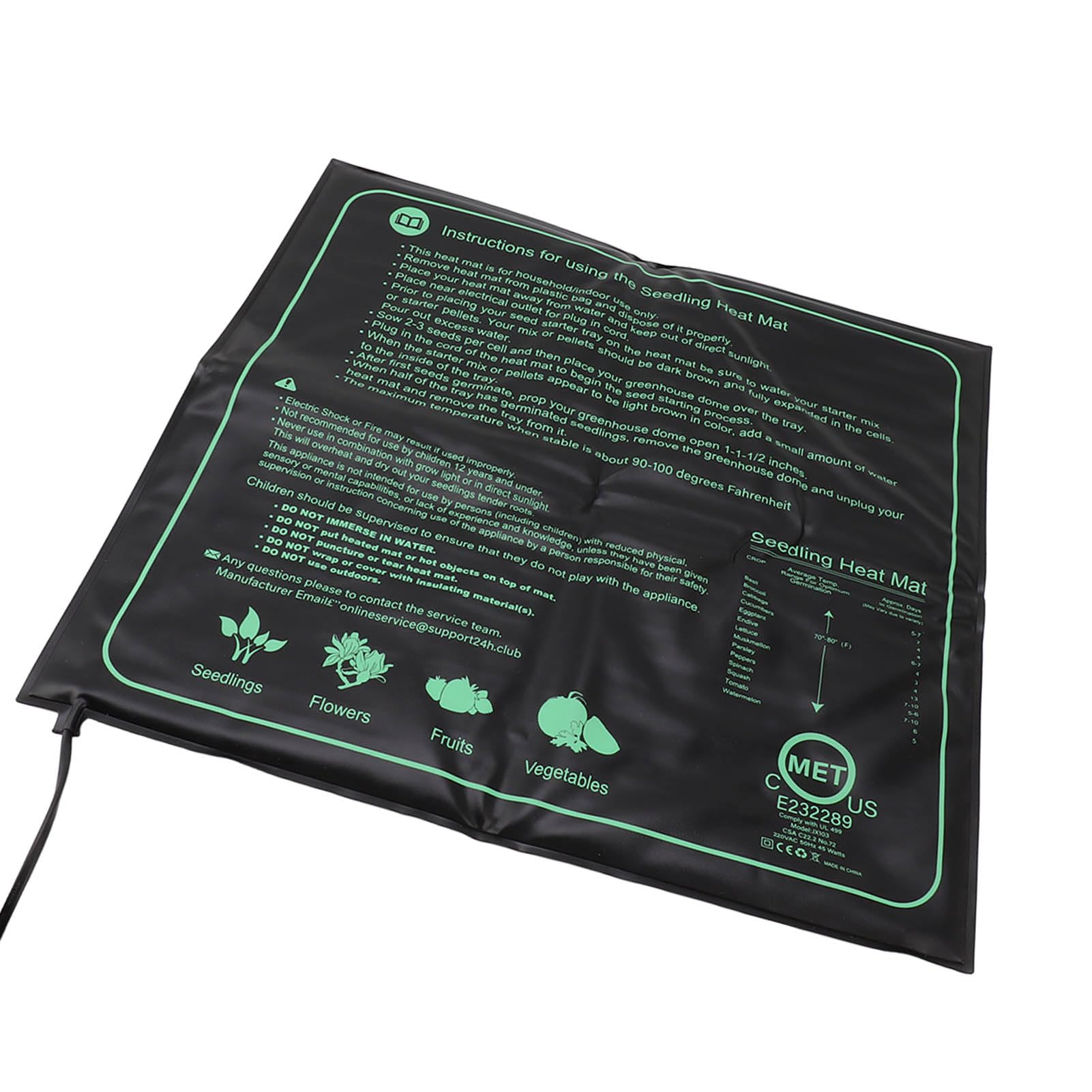 Tapis Chauffant pour Semis, Coussin Chauffant Hydroponique Chaud en Coton PVC Imperméable de 19,7x20,5 Pouces avec Câble de 4,6 Pieds, pour le Démarrage des Graines et la (Prise