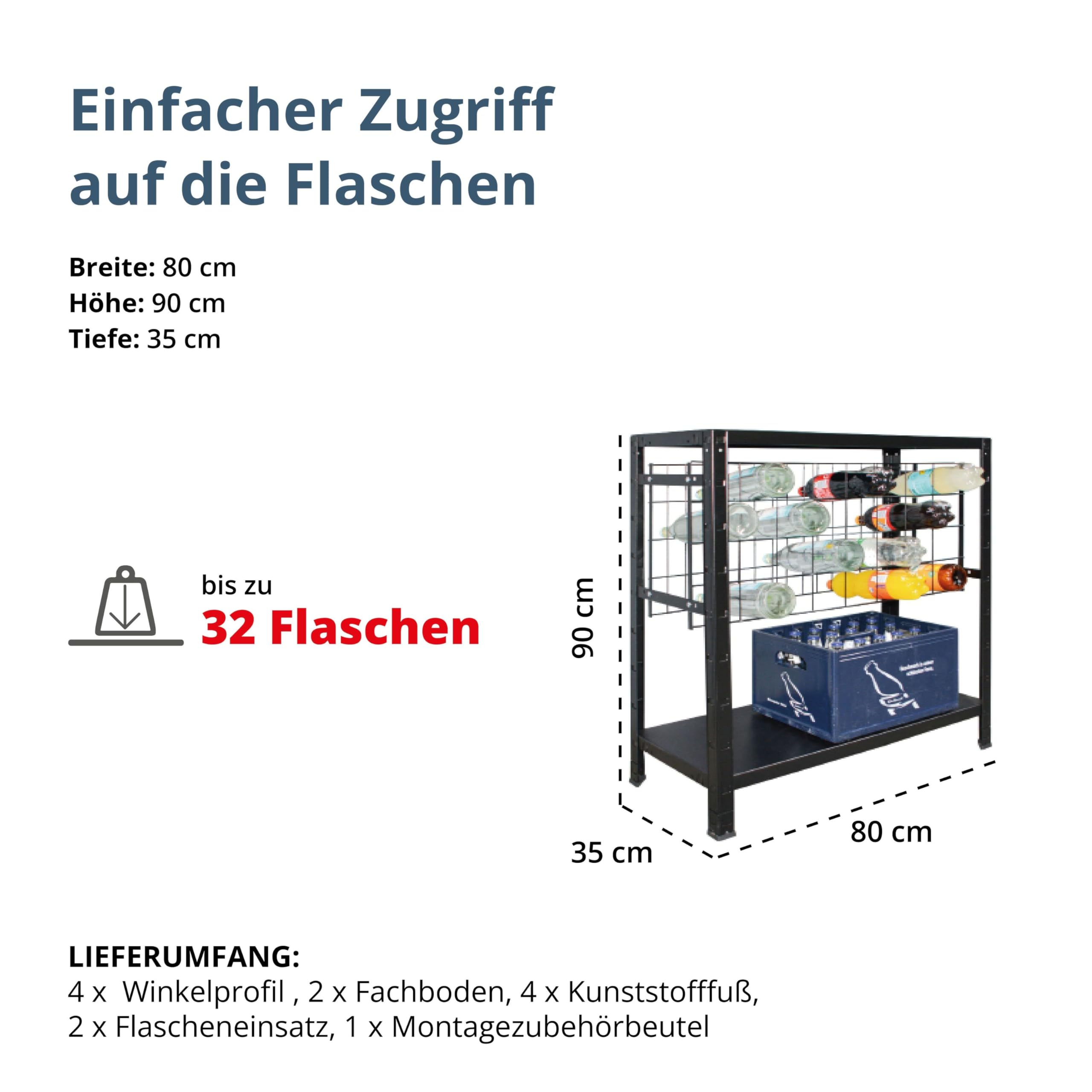 SCHULTE Regalwelt Weinregal für bis zu 32 Flaschen, 90x80x35 cm (HxBxT), schwarz, Getränkeregal, Weinflaschenregal, Flaschenregal