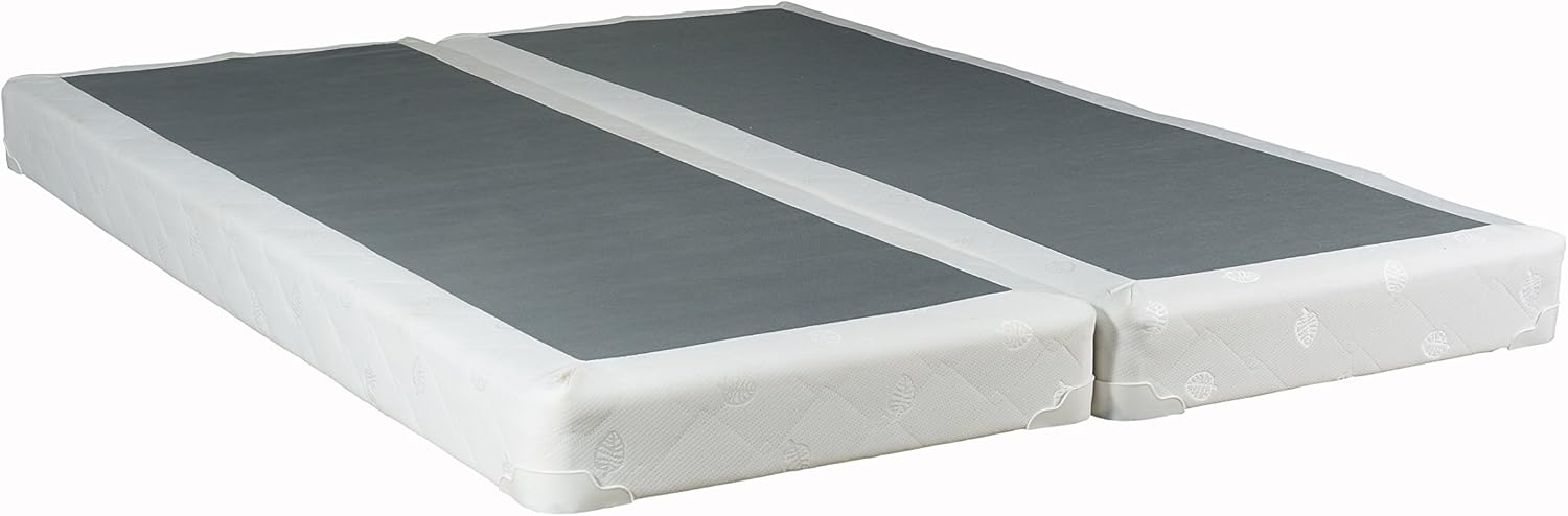 Fully Assembled Split Low Profile Wood Traditional Box Spring/Foundation for Mattress Set, Queen, Beige