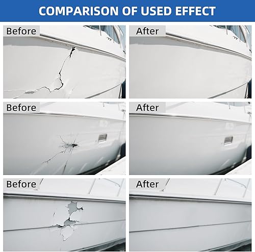 Miniatura 2 de Kit de reparación de barcos de fibra de vidrio blanco, Kit de reparación de capa de gel para barcos, Kit de reparación de fibra de vidrio marina