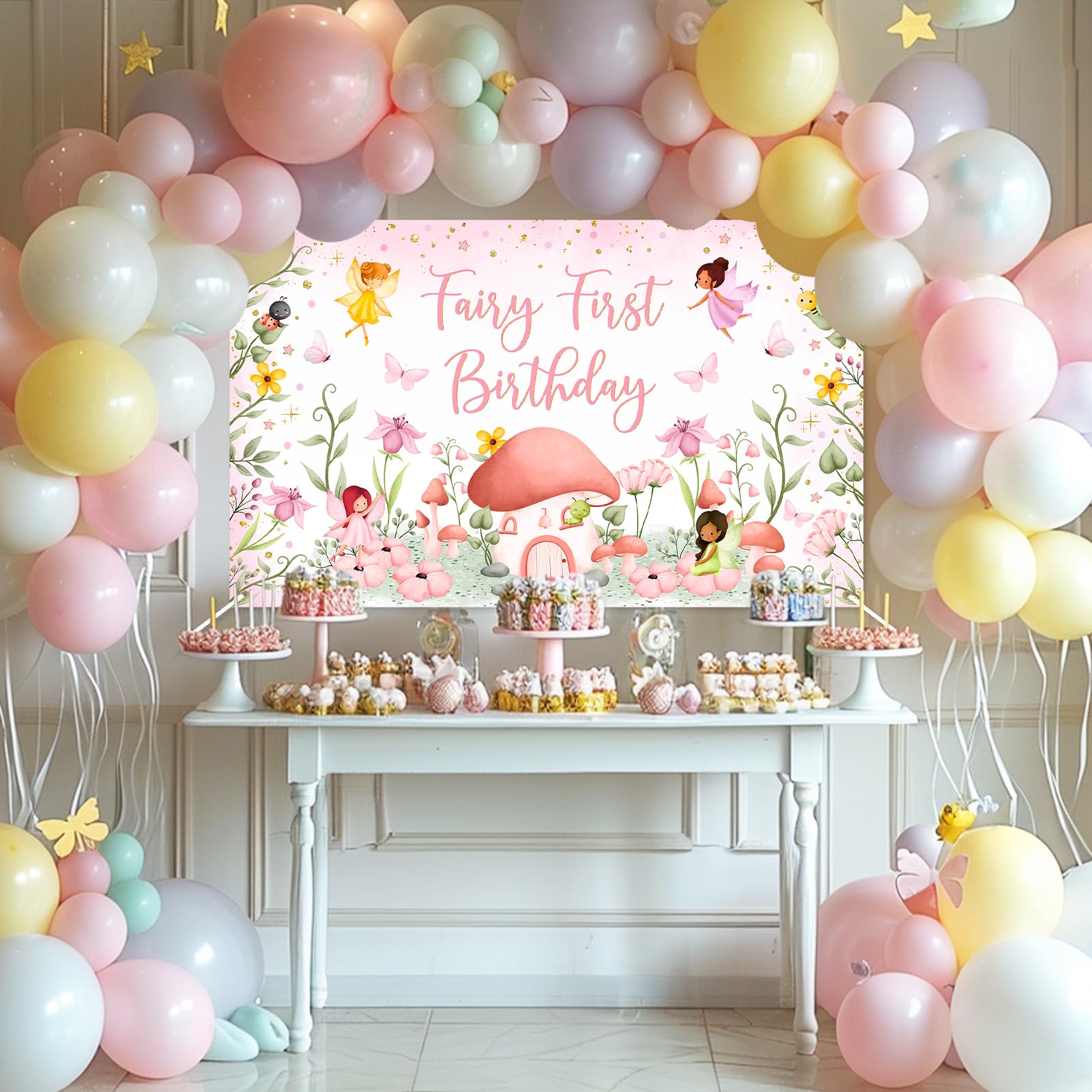 Kreat4joy Fairy First Birthday Photo Banner - Boho Butterfly Floral Decor, Newborn To 12 Months, 13 Cards Included - View #12