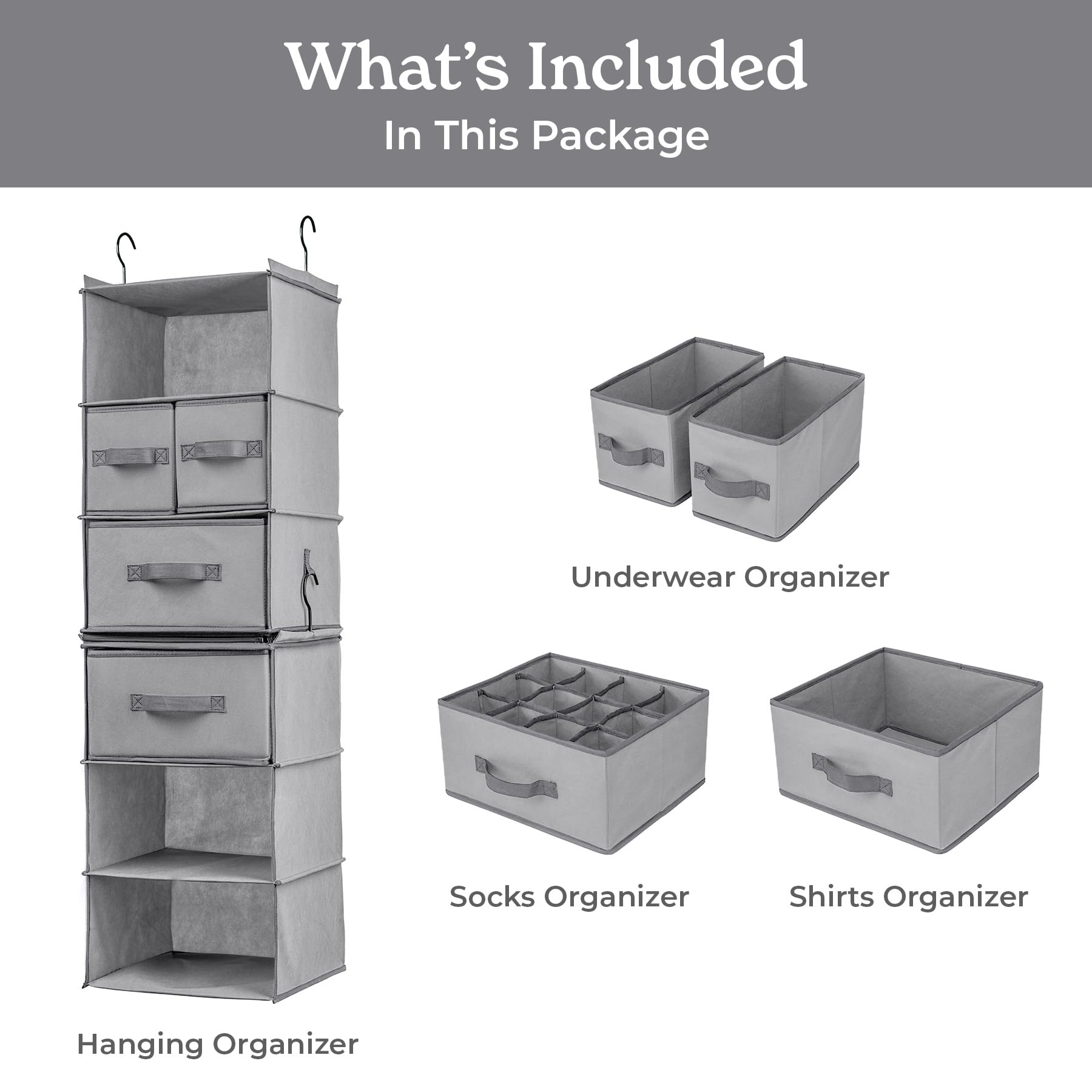 SMIRLY 6 Shelf Hanging Closet Organizer with Drawers, Shelf Hanging