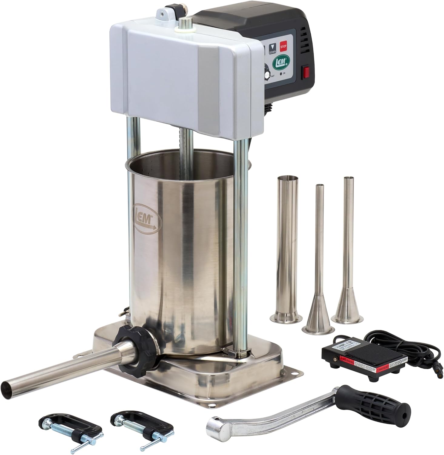 LEM Products Big Bite Motorized 10 Pound Capacity Stainless Steel Sausage Stuffer with Removable Cylinder, 0.5HP