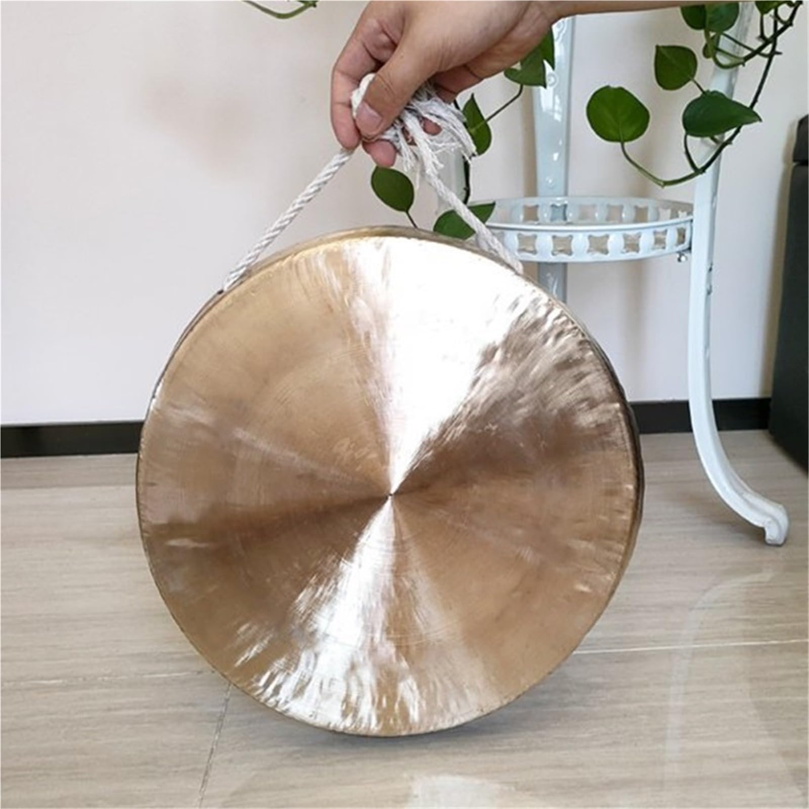 Gongs y platillos portátiles, Platillo de gong mano fondo plano con mazo for meditación Danza del león(35CM)