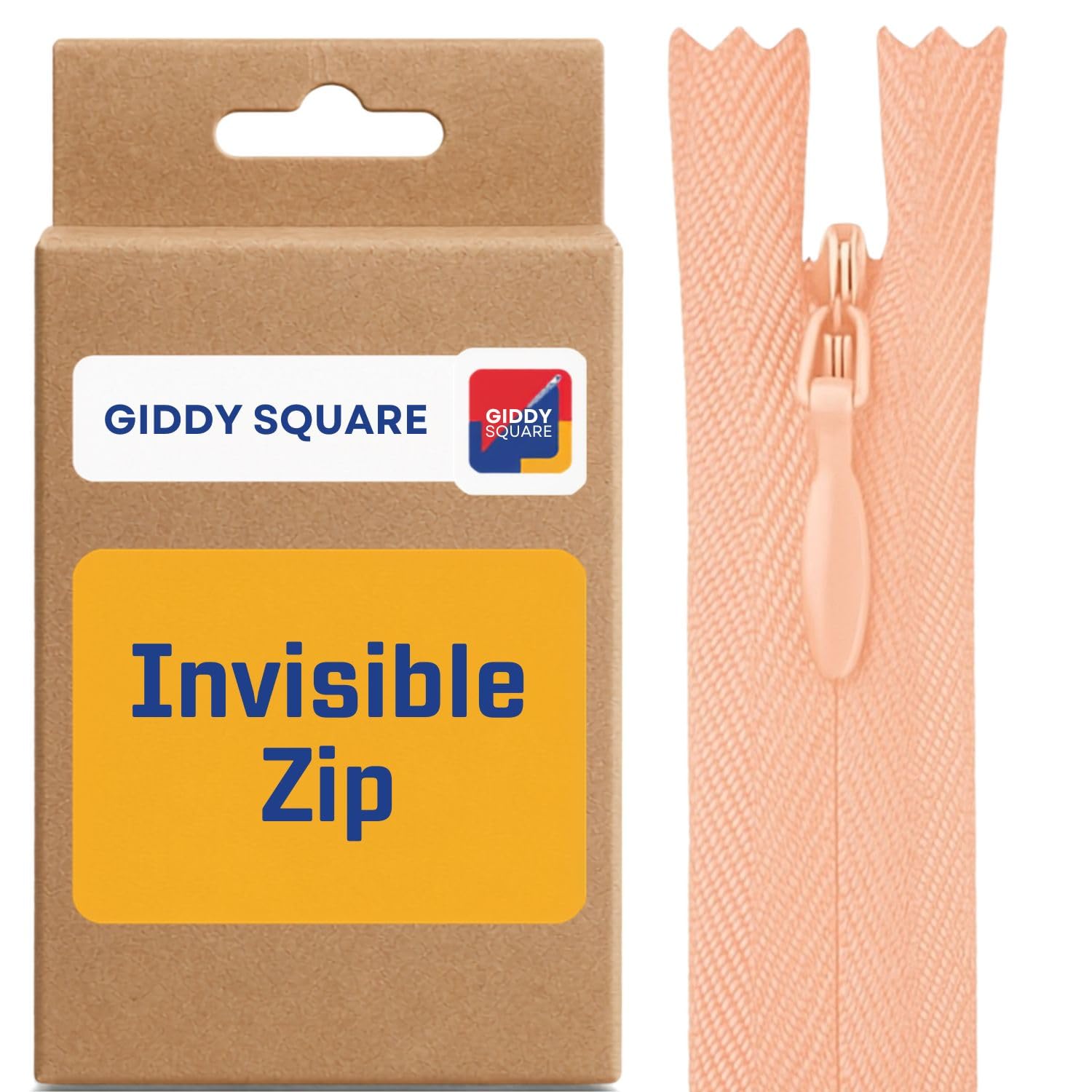 8" (20cm) Pale Peach Invisible Zip - Concealed Nylon Closed-End