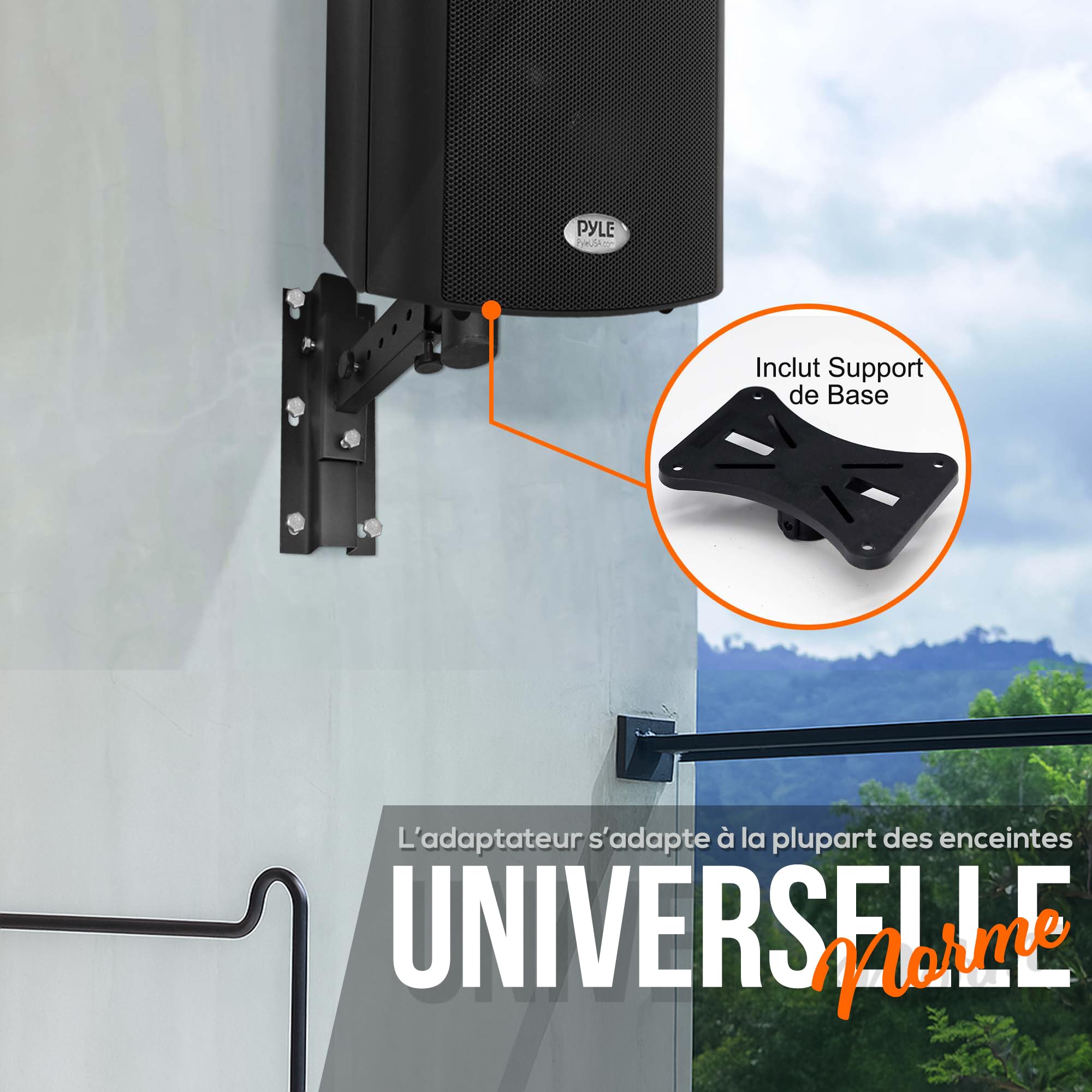 Pyle Support Mural d’Enceinte Universel – Paire Réglable Jusqu’à 31,7 cm du Mur, Inclinaison 90°-30°, Rotation, Goupille de Sécurité en Acier Solide – Fixation Murale Hi-FI/Home Cinéma
