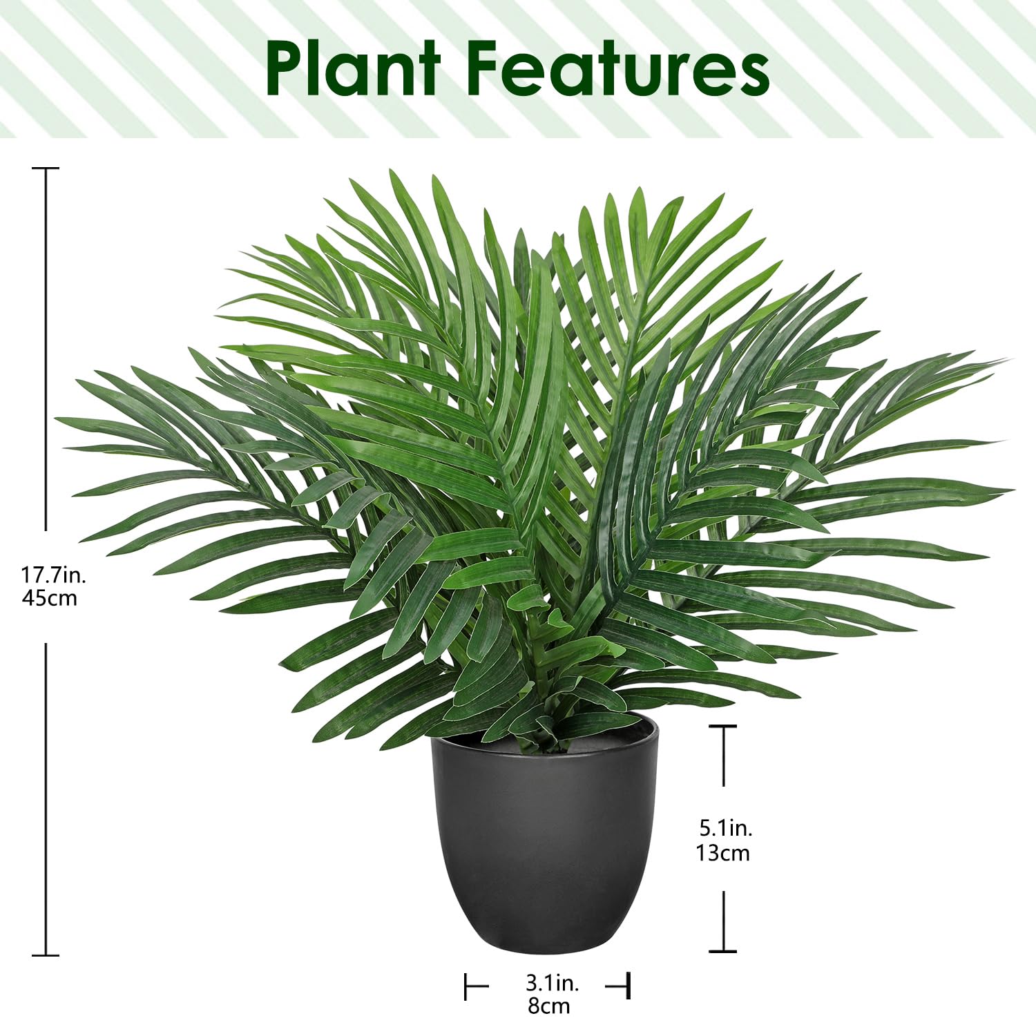Briful 45CM Fake Plants Artificial Palm Plant in Pot - Image 2
