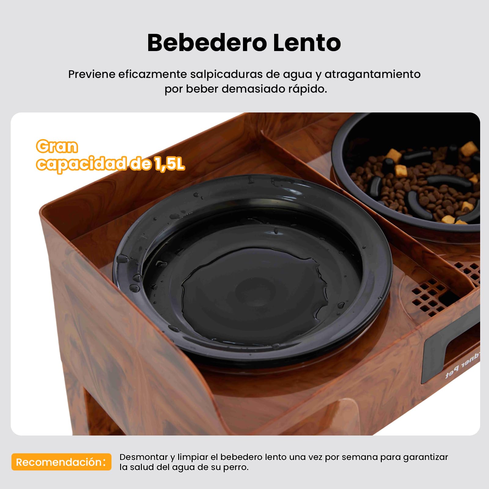 Gardner Pet Comedero Elevado para Perro con 5 Alturas Ajustables, Comedero de Acero Inoxidable Antivuelco y Antiglotón con 2 Boles de 1.6L, Ideal para Perros Medianos y Grandes