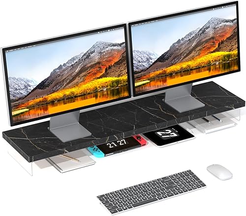 Soporte elevador para monitor, soporte para monitor de computadora de madera y acrílico, mesa organizadora de escritorio para el hogar, oficina,