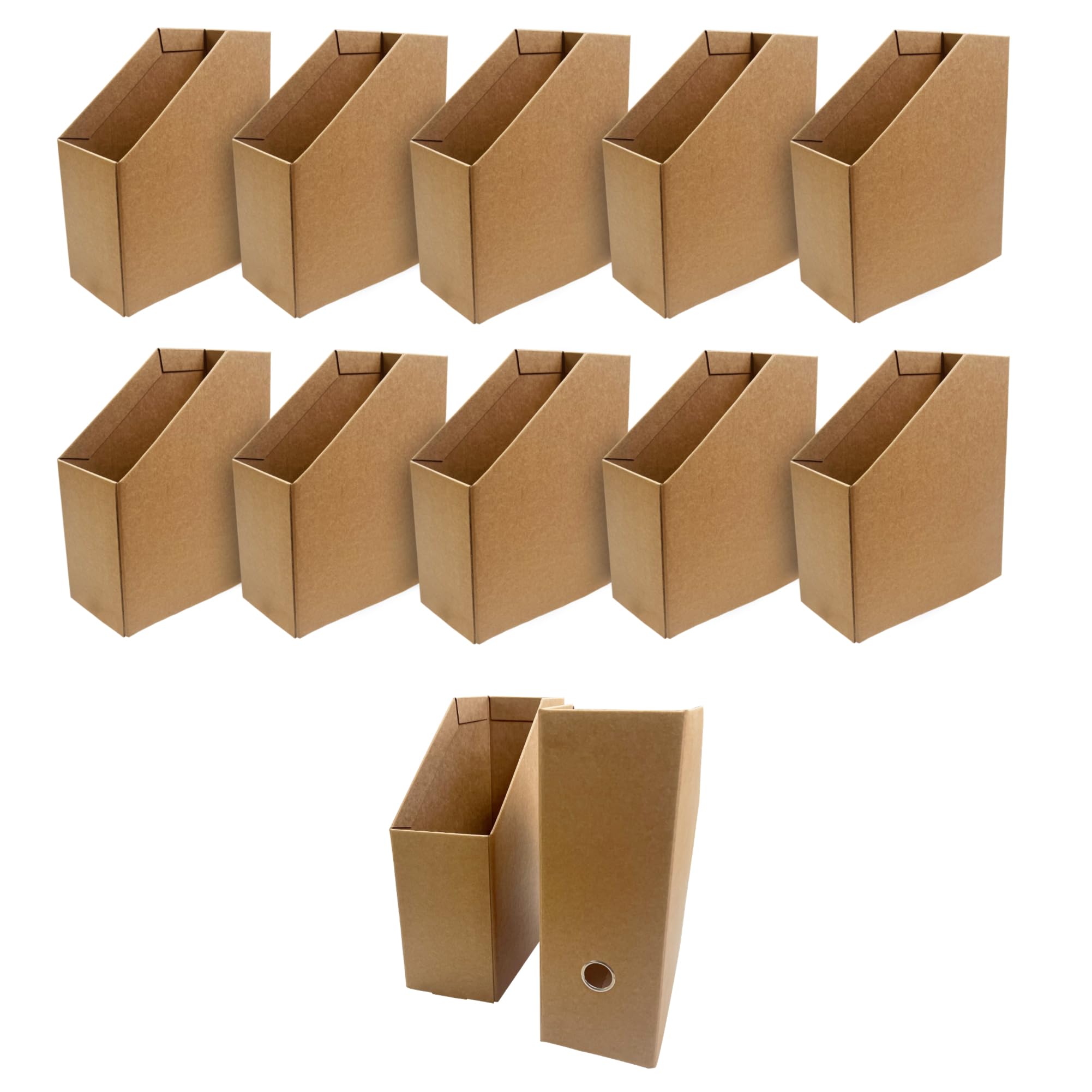 Janrax Pack of 12 Kraft Magazine File Corrugated Cardboard Desk Organisers