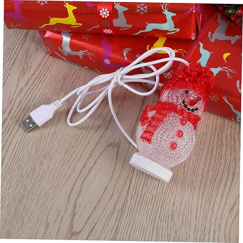 Miniatura 6 de PRETYZOOM Adornos de oficina para niños, luces nocturnas de Navidad, decoración de Navidad para oficina, muñeco de nieve, figura de muñeco de nieve,