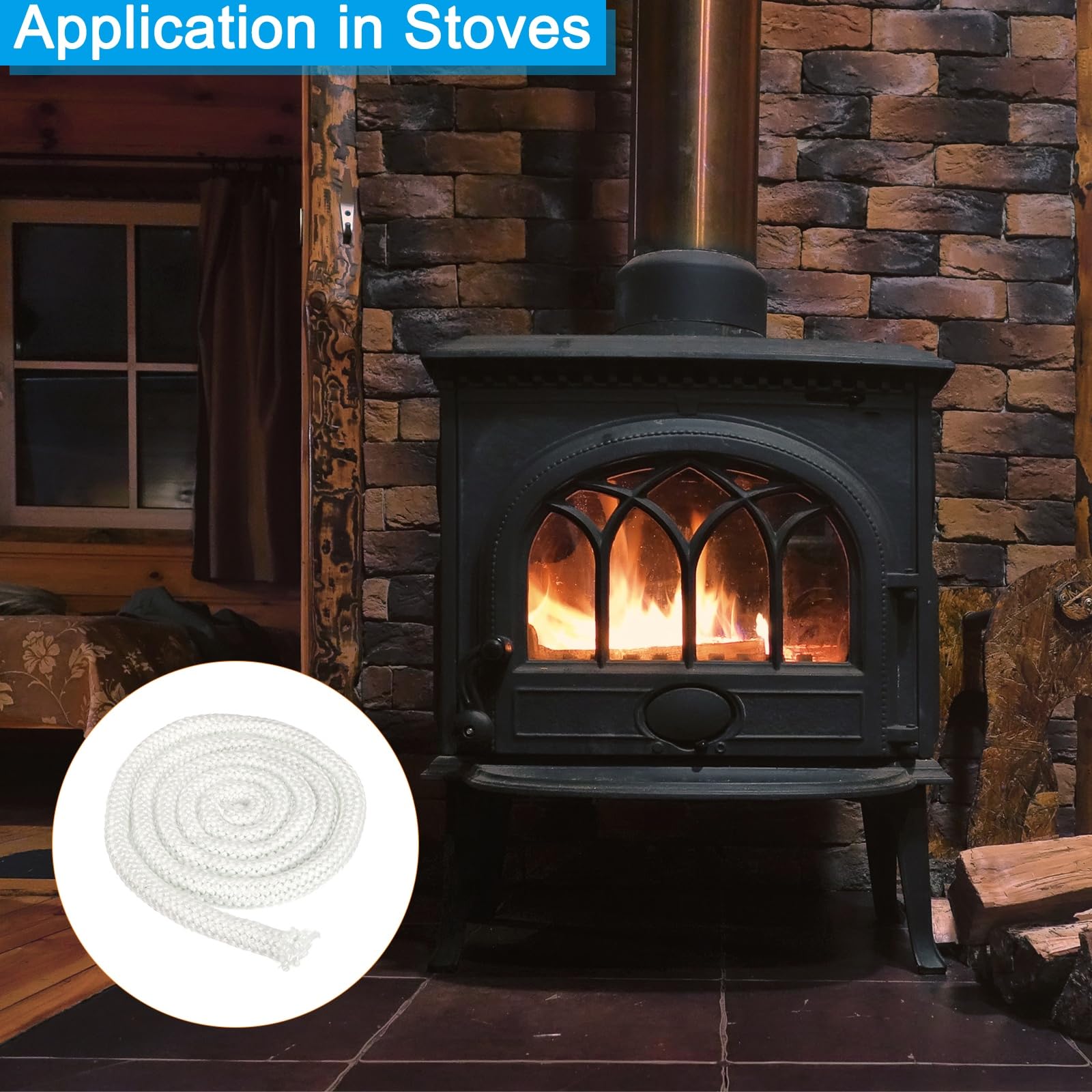 PATIKIL Guarnizione Per Stufa 25mm x 2,5 Metri, Cordone Rotondo In Vetroresina Resistente Alle Alte Temperature Per Sigillatura Porte Stufe E Camini, Bianco
