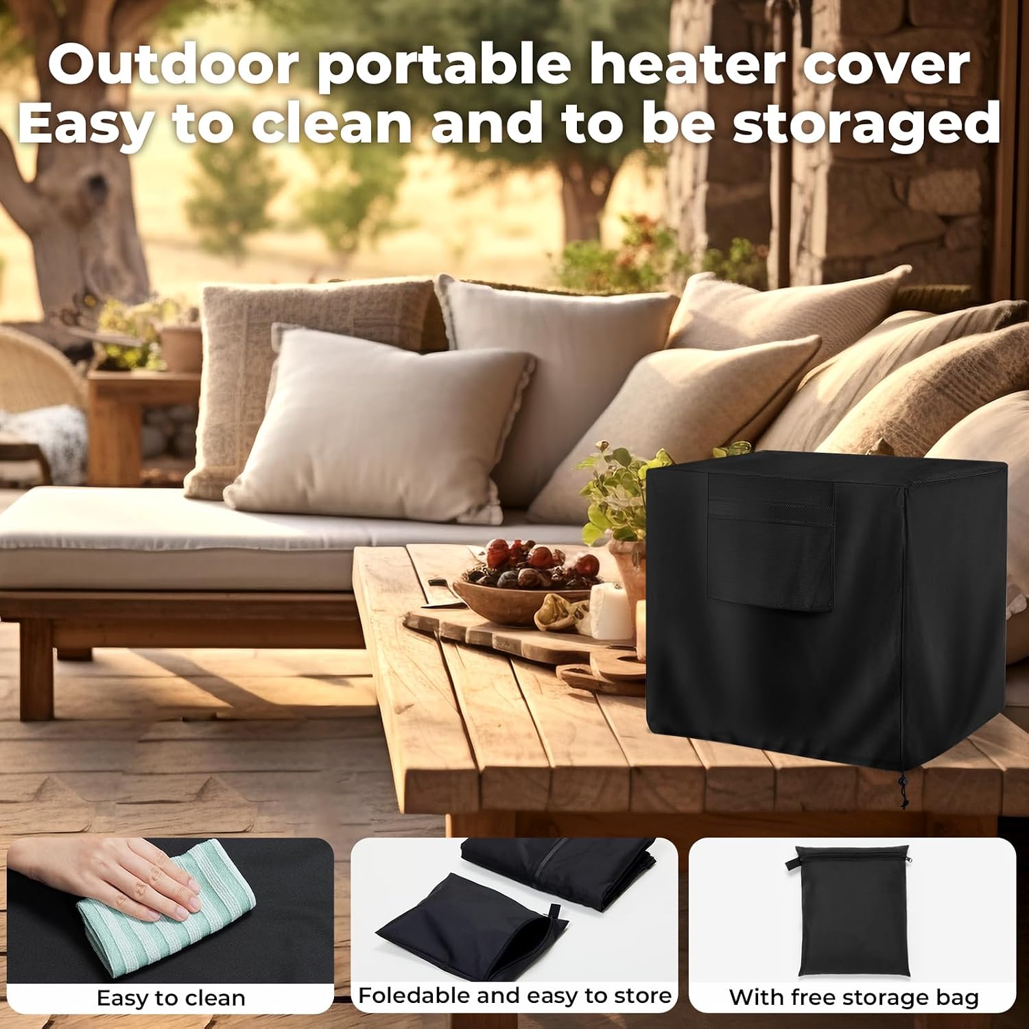 Portable LP Gas Heater Covers, Patio heater Covers, Compatible with Most of Mr Heater's Portable LP Gas Heater（18"Lx12" Wx18"H）, Heavy-duty and Weather-resistant Oxford Fabric image 5