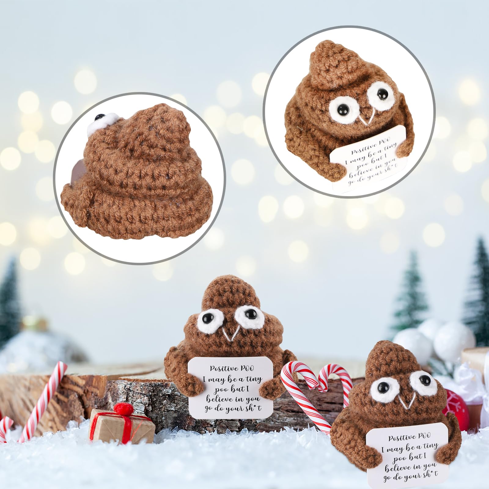 Positive Poo Häkelpuppe – Mini, Gestrickt, Mit Motivationskarte, Emotionale Unterstützung