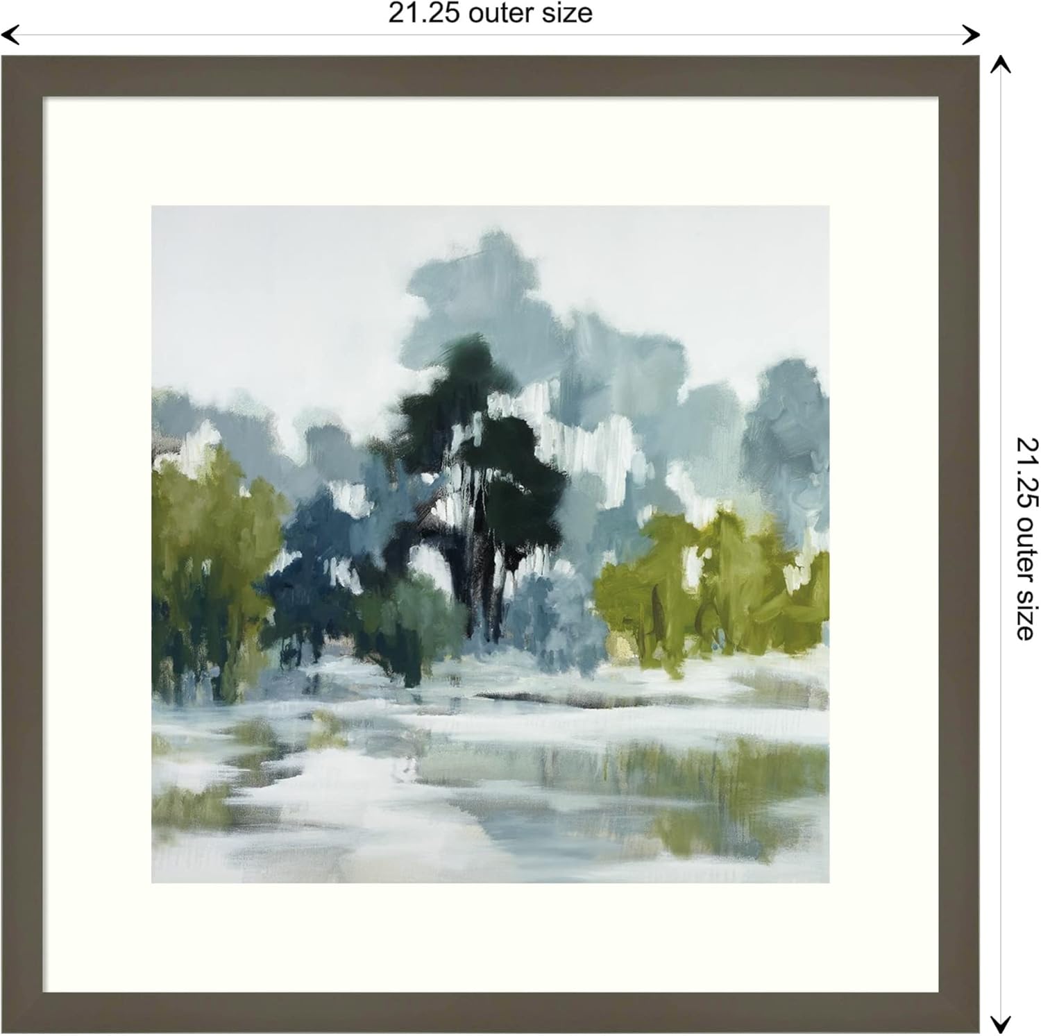 Amanti Art Framed Wall Art Print 21x21 Pond Reflections by Jacqueline Ellens, Landscapes Wall Art, Modern Decor, Medium Poster Painting Artwork for Living Room, Bedroom, Bathroom, Kitchen, Office