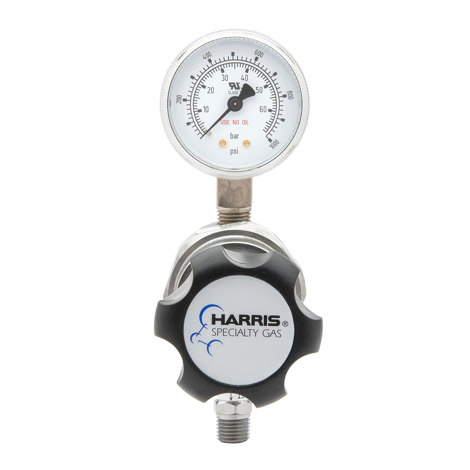 High-Purity Chrome-Plated Brass Nitrogen, Helium, Argon, Carbon Dioxide, Hydrogen and Oxygen Regulator 0-500 PSIG