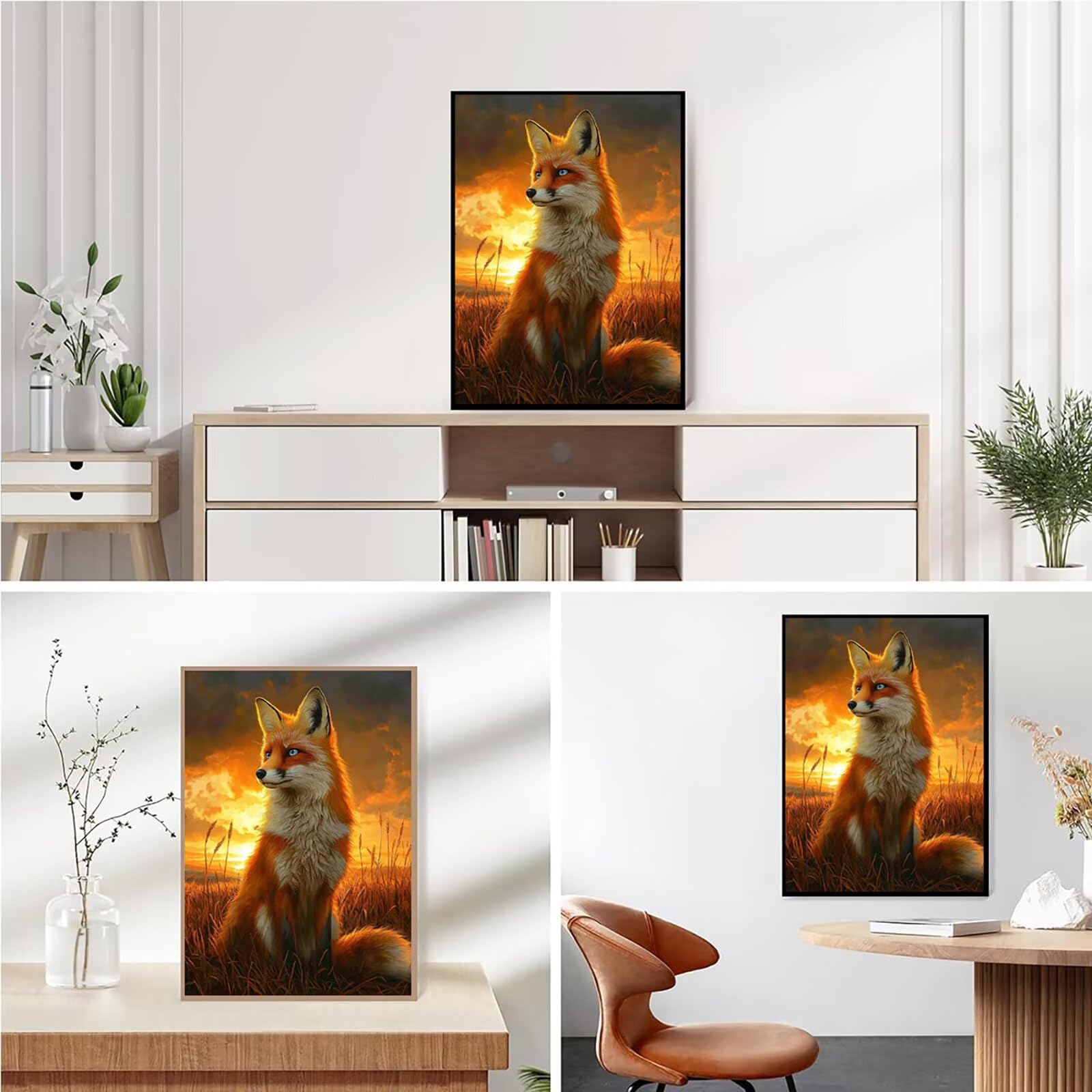 Diamond Painting Kit Completo, Diamond Painting Fox, 5D Quadrato Pittura Diamante Kit Manualidades Adultos DIY Diamantini Crystal Art Disegni Ricamo Punto Croce Artigianale, 60x90cm Tramonto j0-840