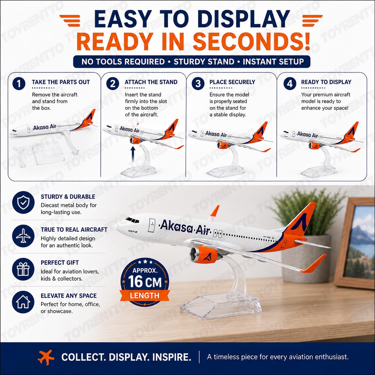 Akasa Boeing 737 Diecast Airplane Model - Collectible Plane -7 Akasa Boeing 737 Diecast Airplane Model - Collectible Plane -7