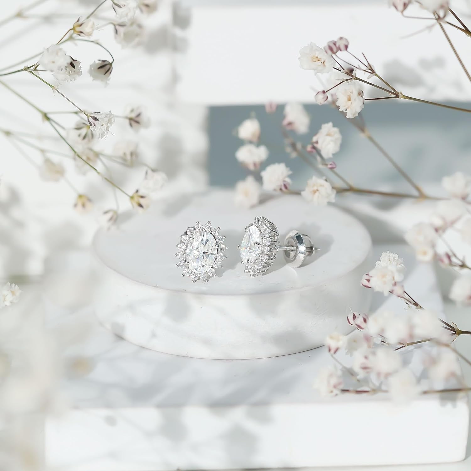 Certified 2.2 Carat Oval Shape Moissanite Stud Earrings in Silver, D-Vs1 Quality - Gift For Women Who Has Everything - Image 4