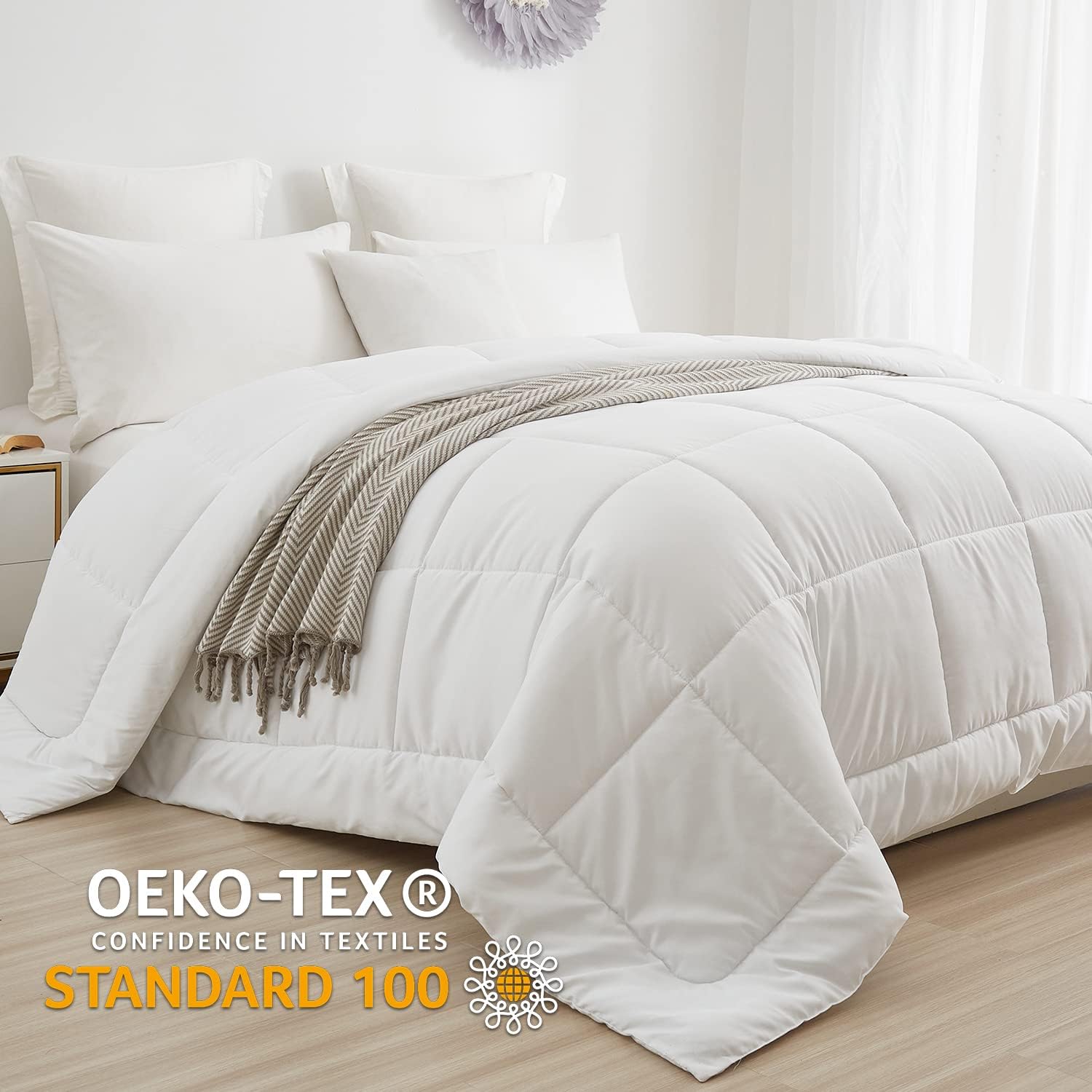 BedTreat Down Alternative Comforter with Corner Tabs - Summer Quilted Light Weight Queen Size 140 GSM White Comforter, Machine Washable Microfiber Bedding : Home & Kitchen