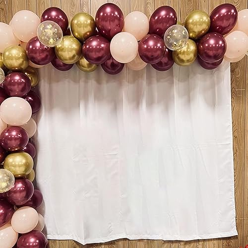 Miniatura 3 de Globos de color rosa burdeos dorado confeti cromado metálico, 60 globos de 12 pulgadas, globos de látex de helio de látex de 12 pulgadas para