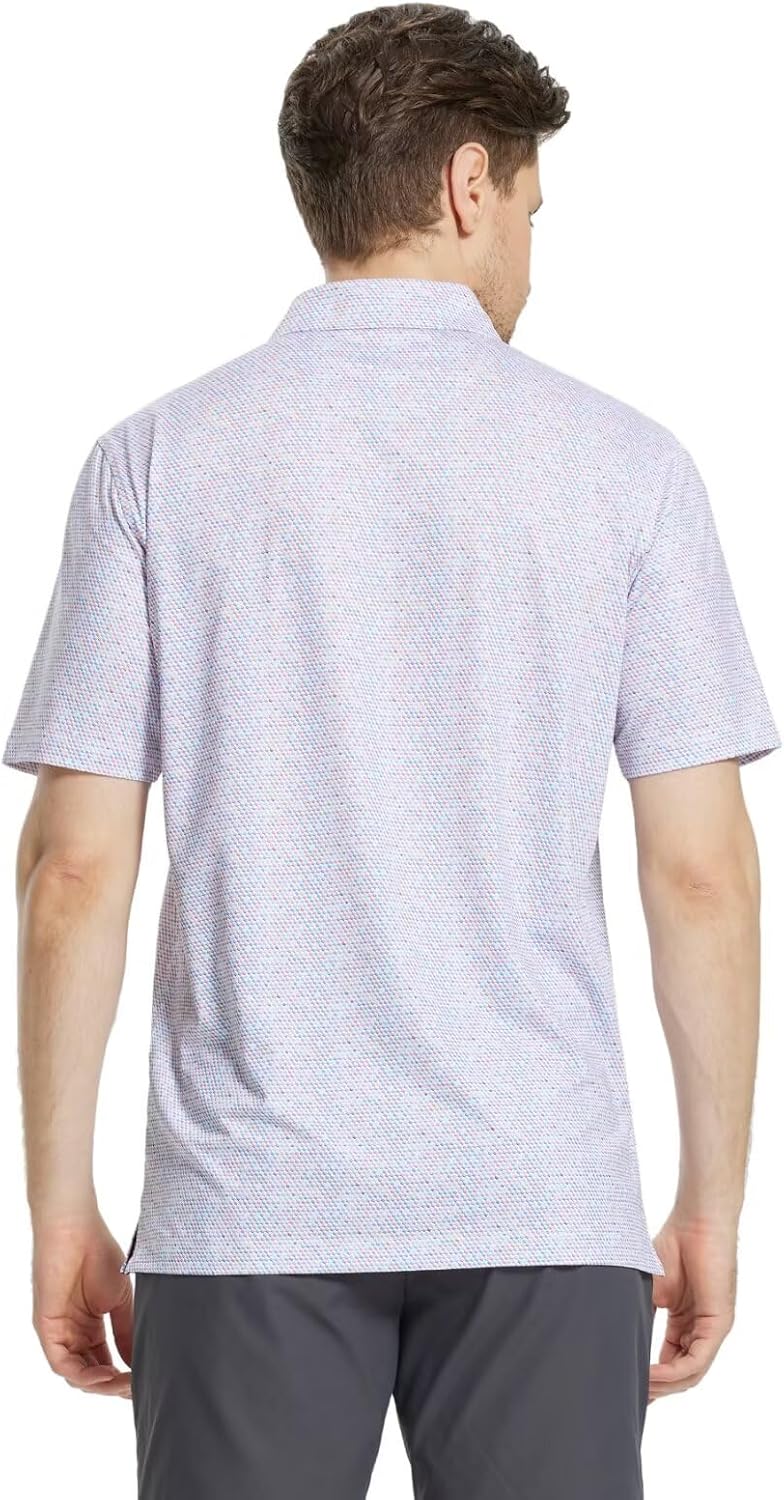 M MAELREG Mens Golf Shirt Short Sleeve Dry Fit Print Moisture Wicking Performance Patterns Collared Polo Shirt - Image 4