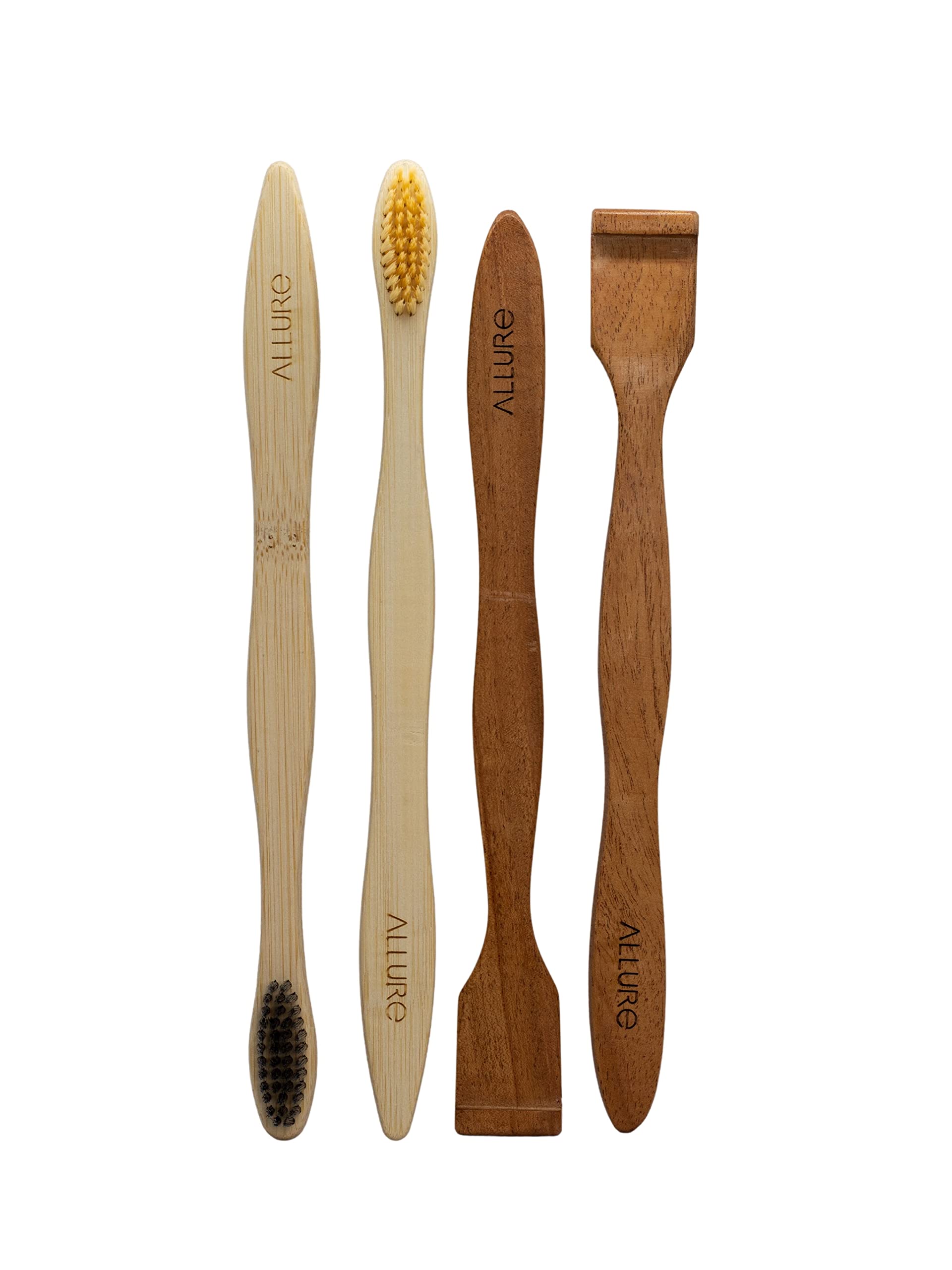 Allure Toothbrush with Tounge Cleaner OT-02 + OTC (Brown, OT-01+02+OTC-PACK2)