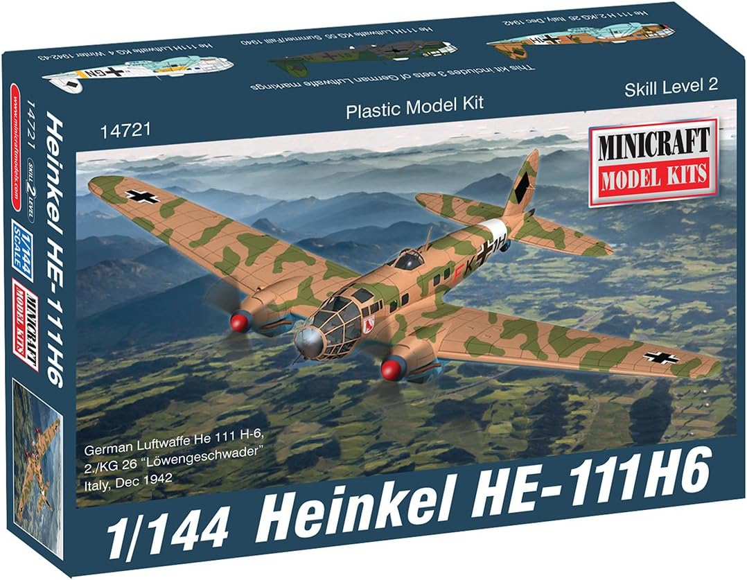 Minicraft HE-111 H6 "Heinkel" Model Kit (1/144 Scale)