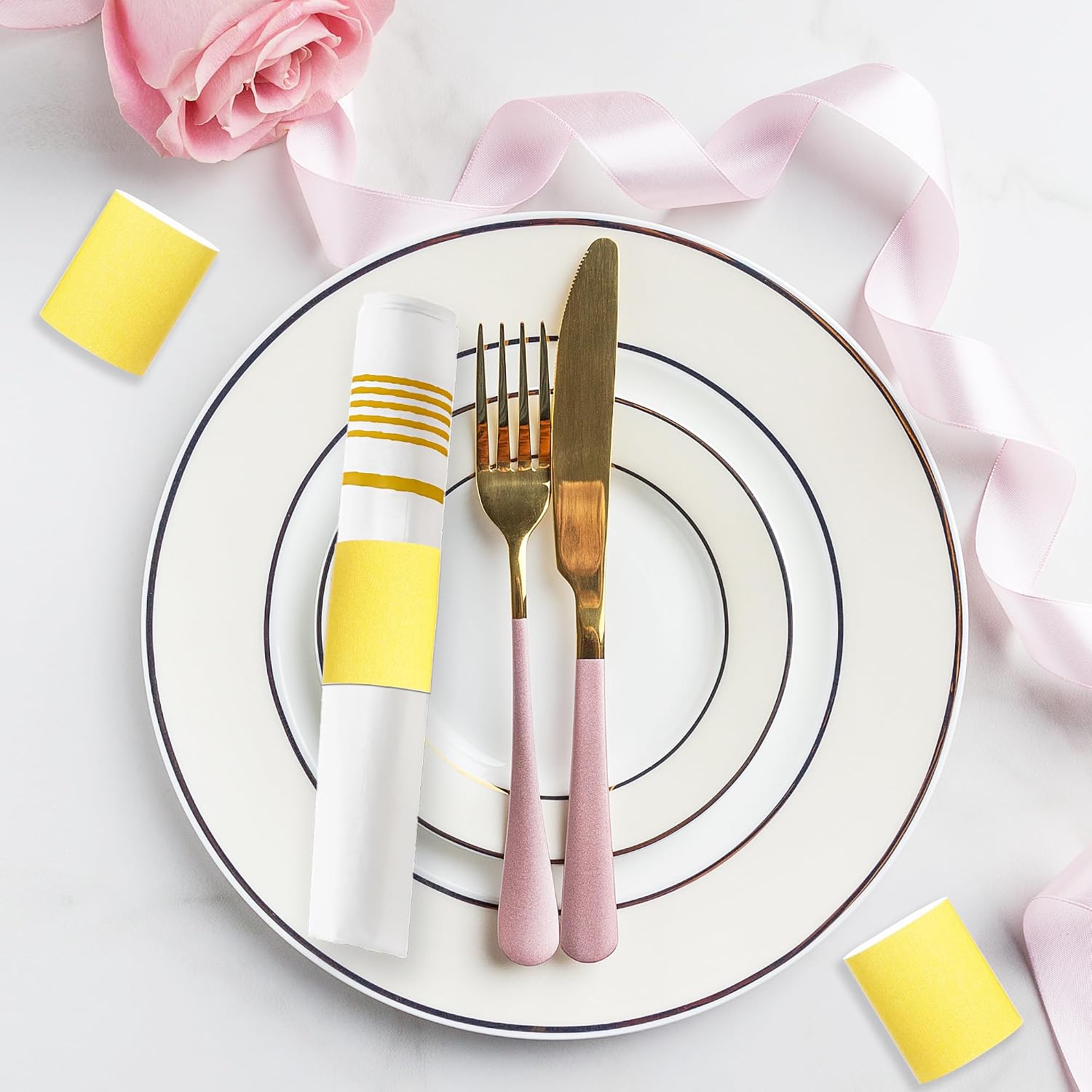 200Pcs Yellow Napkin Bands Self Adhesive image 4