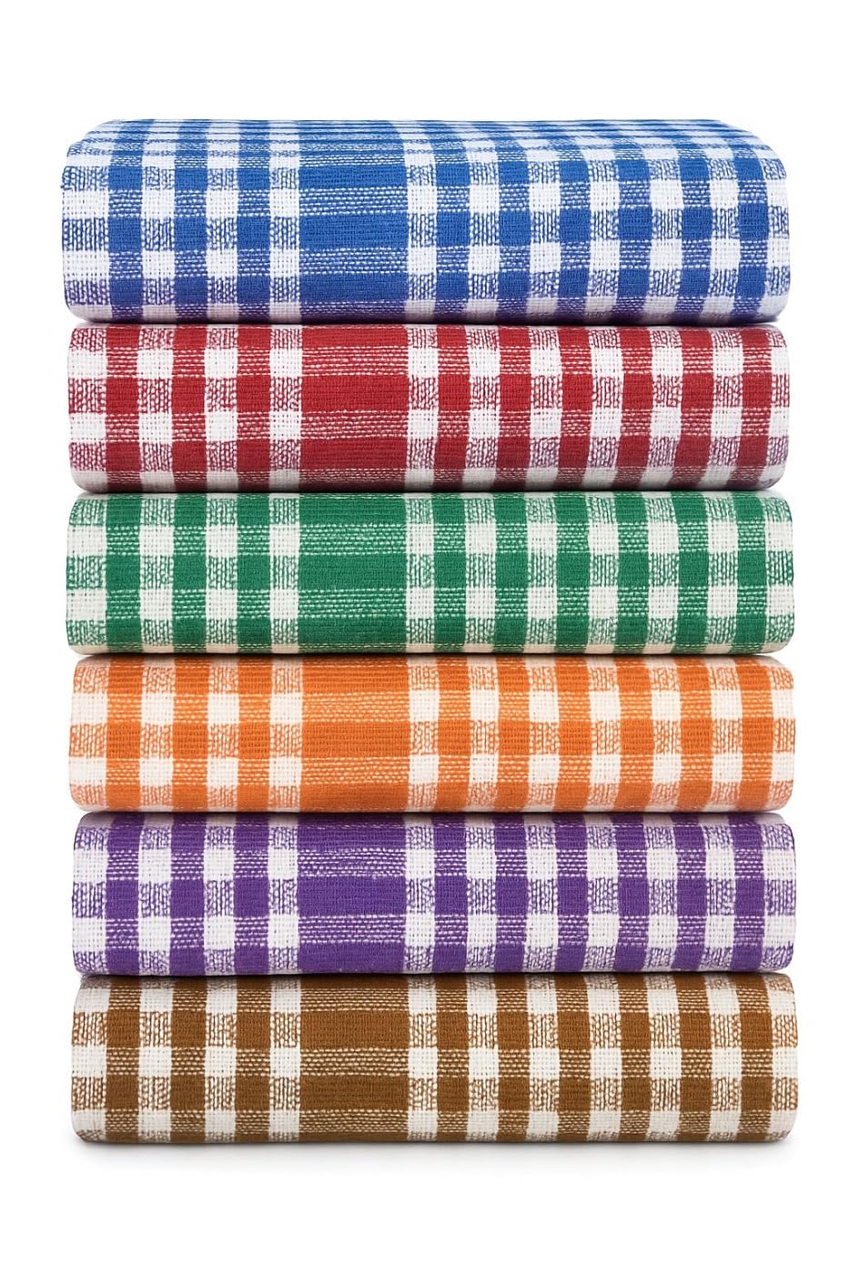 VL Pack of 12 Austn Gingham Cotton Tea Towels Absorbent, Long-Lasting & Modern Check Theme Kitchen Dish Towels (Pack of 12)