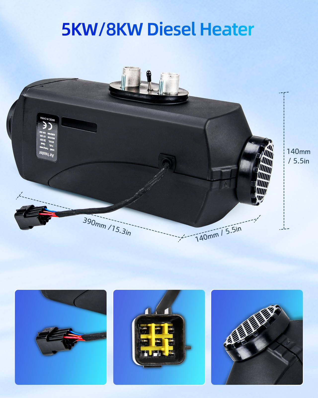 Zestaw nocnego ogrzewania postojowego 12 V 2 kW z przełącznikiem LCD, pilotem, tłumikiem i zbiornikiem paliwa 10 l, ciche ogrzewanie na olej napędowy do samochodów ciężarowych, łodzi, przyczep i kam