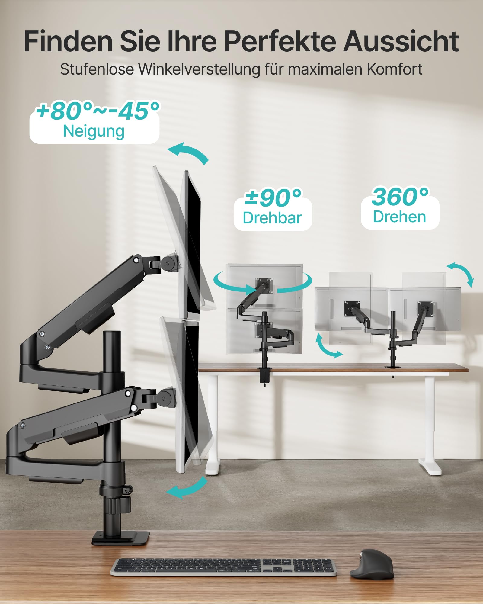 Soporte para 2 monitores de 17 a 32 pulgadas, soporta hasta 9 kg