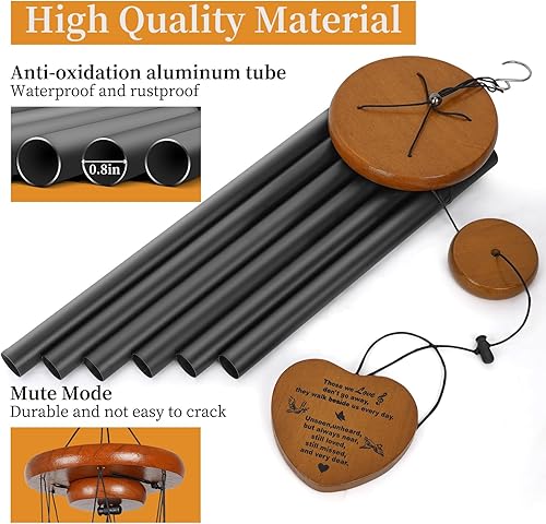 Miniatura 9 de Campanillas de viento de condolencia, campanilla de viento conmemorativa de 32 pulgadas para la pérdida de un ser querido, regalos significativos de