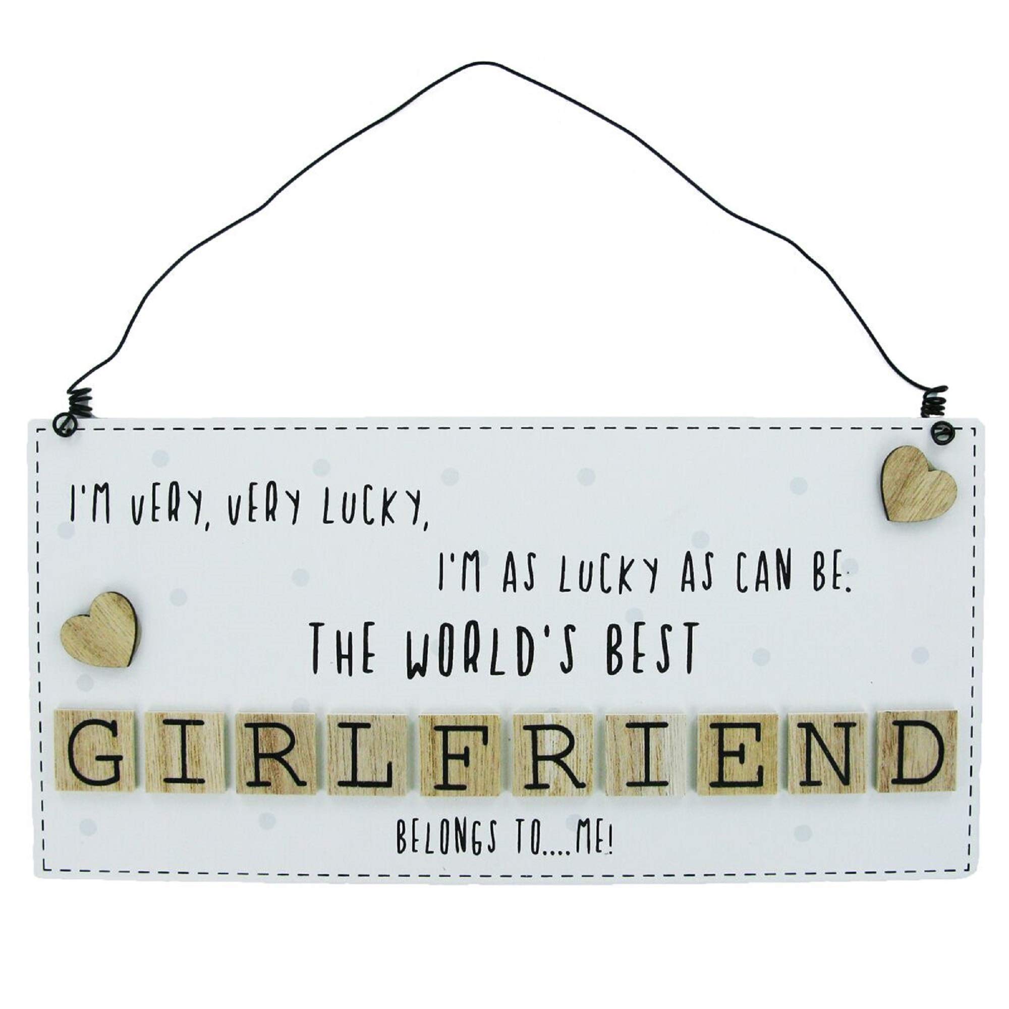 Girlfriend Plaque The Worlds Best Girlfriend 3D Letters Sign Gift Cream Wood