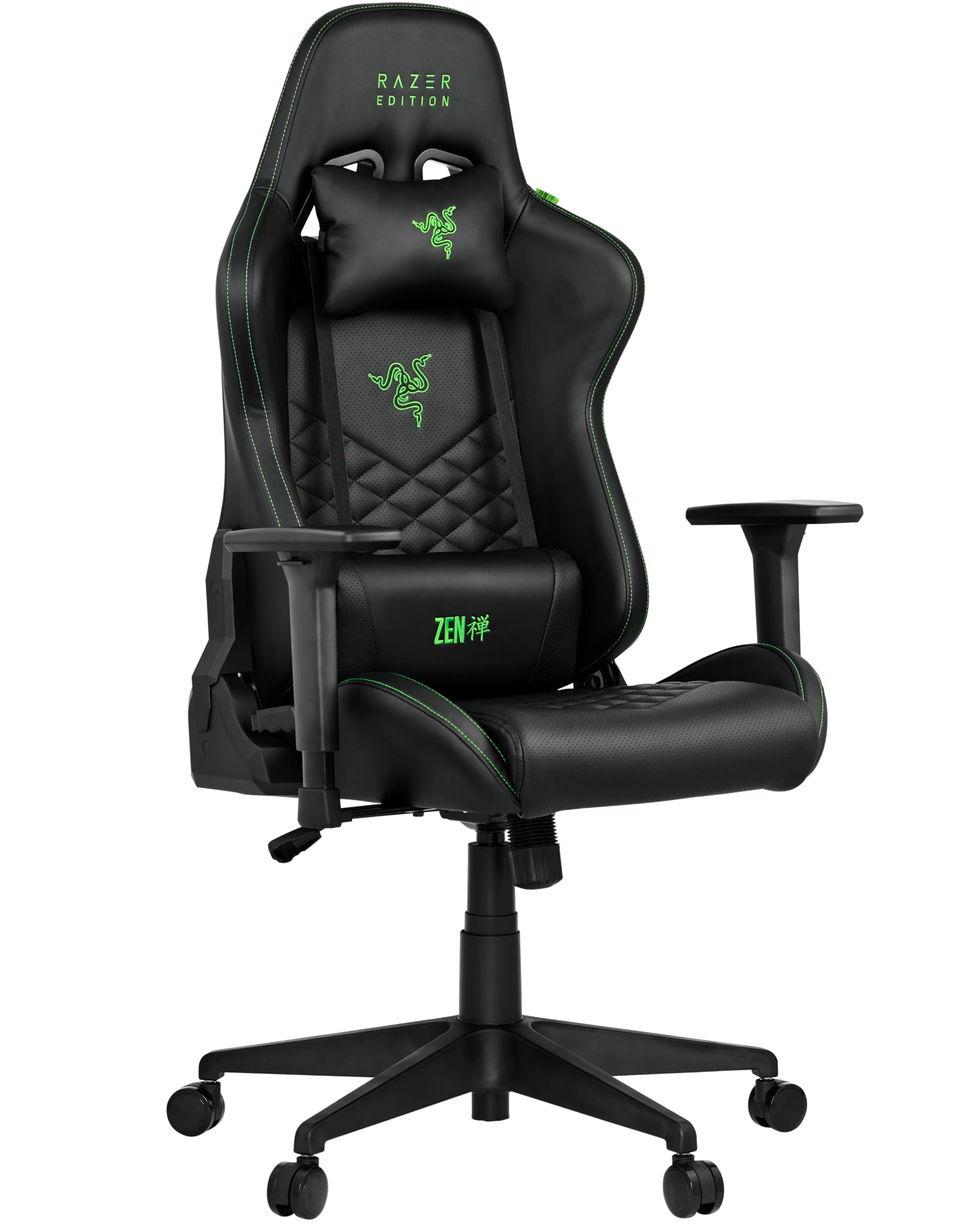 Razer Edition TAROK Natrix PC Gaming Silla – Piel sintética Transpirable Acolchada, reposabrazos 3D Softcoat, función basculante, cojín Lumbar y Almohada, hasta 130 kg, Color Negro