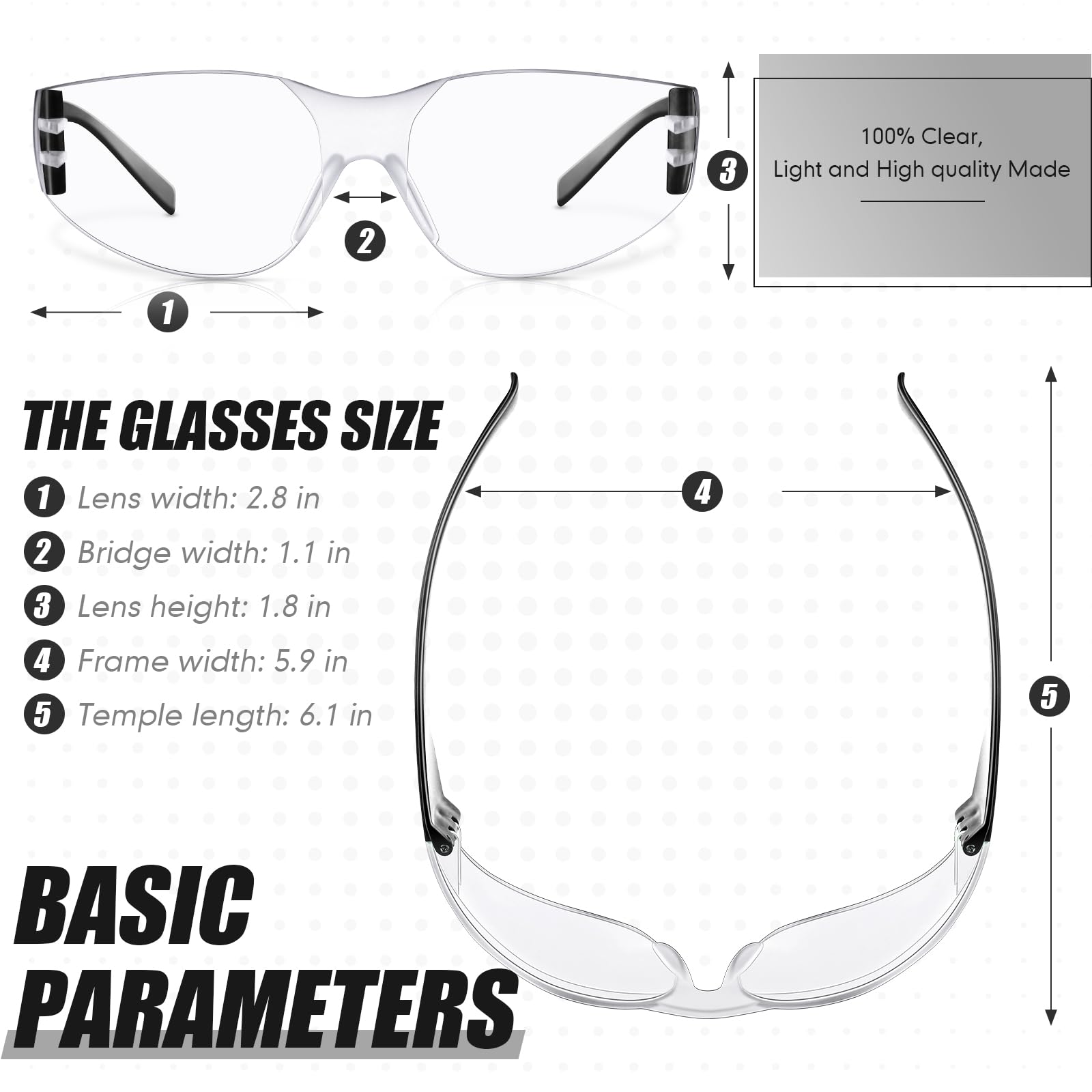 Chumia 100 pares de gafas de seguridad protectoras resistentes a los arañazos y a los impactos, protección ocular para mujeres y hombres, trabajo, construcción, ciencia, laboratorio, tiroteo