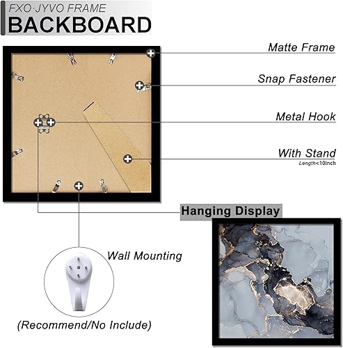 Miniatura 5 de Fxojyvo Juego de 6 marcos de 9 x 9 pulgadas, marco negro para póster cuadrado de 9 x 9 pulgadas, peso ligero y altamente transparente, de 9 x 9