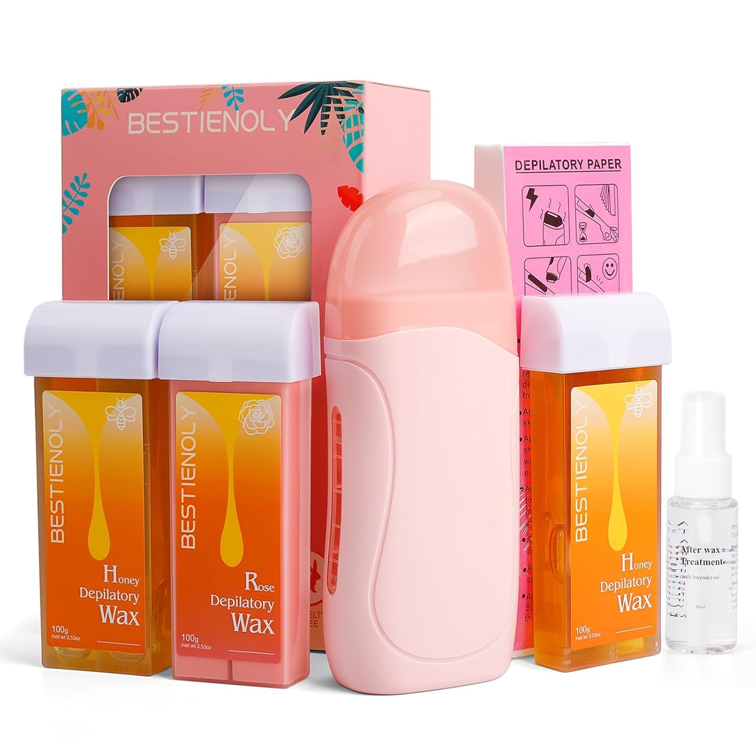 Roll On Wax kit, Waxing Kit for Women Men with 2 Honey & 1