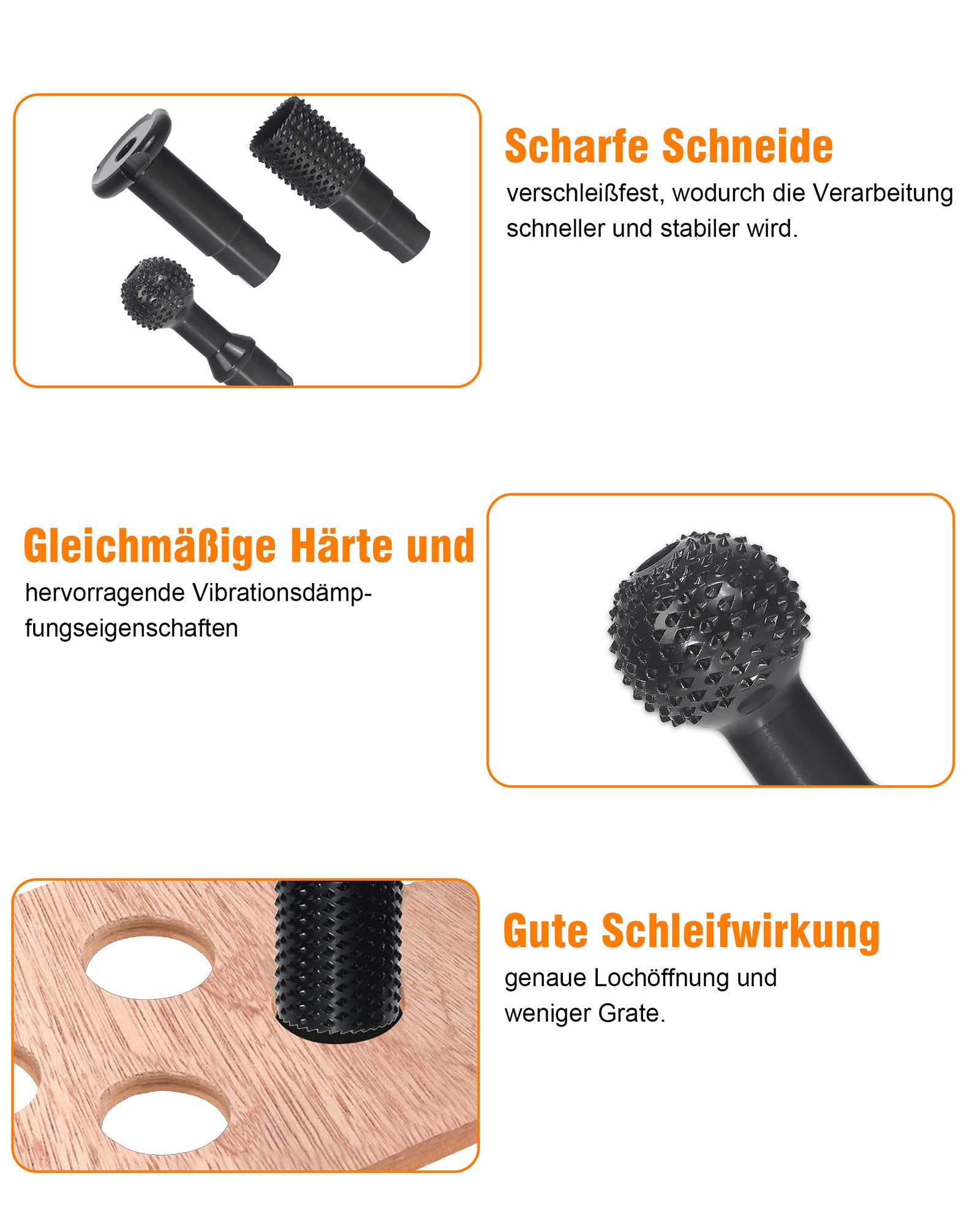 3 Stück M14 Kugelfräser Holz Schnitzen: Kugelmeißel Schnitzen Schleifköpfe Kugelraspel für 115/125mm Winkelschleifer