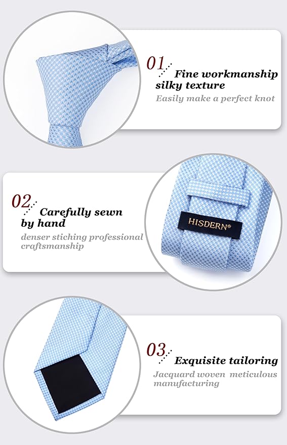 Set de Corbata y Pañuelo para Hombre HISDERN Verde Salvia Pata de Gallo miniatura 5